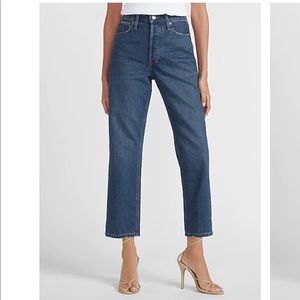 Express Super High Rise Cropped Straight Jeans